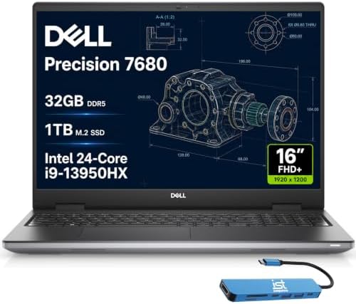 Dell Precision 7680 Laptop, 16" FHD+, Intel i9-13950HX, 32GB DDR5...