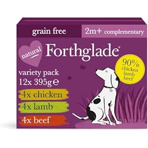 Forthglade Complementary Wet Dog Food Variety Pack (12 x 395g Trays) – Just Chicken, Lamb & Beef, 90% Meat, Grain Free Stomach Sensitive Dog Food with Natural Ingredients, Hypoallergenic Dog Food