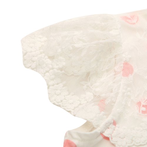 Richie House Little Girls' Polka Dot T-Shirt With Lace Sleeve Rh1618-2/3 White #TOP5
