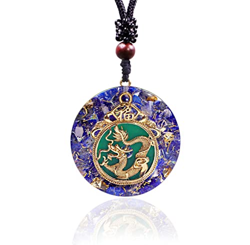Da Piao Liang Orgonite Pendant Lapis Lazuli Energy Necklace Healing Crystal Dragon Pendant For Men And Women Amulet Jewelry