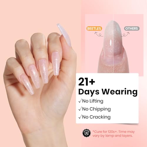 Gelab cosmetics LLC Beetles HEMA-Free Hard Gel for Nails,0.5 oz 9 in 1 Pink Glitter Mini Size Hard Gel for Nail Extension & Strengthening Broken UV LED Lamp Cured Salon for Professional Nail Techs Women