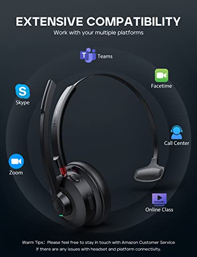 Tribit Bluetooth Headset, Wireless Headset With Microphone Qualcomm Cvc 8.0 Ai Noise Canceling For Trucker Office, 50H Talk Time Mute Button Headset With Adapter For Computer Cell Phones, Callelite81 #TOP5