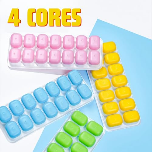 Kit Forma De Gelo Com Tampa Para Papinha Comida Congelada Bebê Com Fundo em Silicone Flexível (4, AM