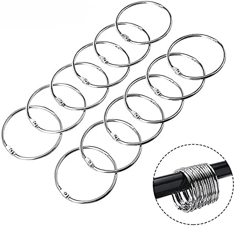 WYAN 24 Pack Large Metal Split ring/Binder Rings/Curtain Clip Ring with 24 spring-tension clips(Inner diameter 50mm)