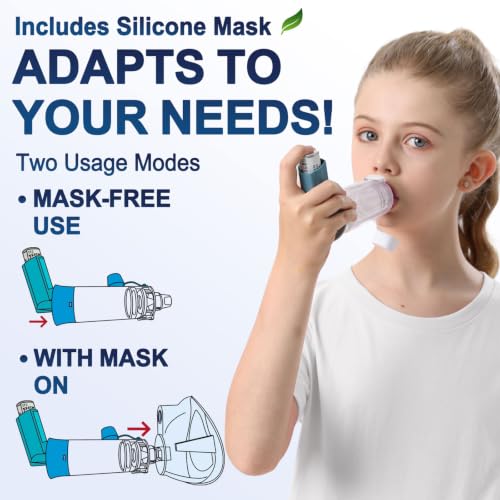 Image of Inhaler Spacer for Children, Nessi OTC Spacer, Spacer for Inhaler with Silicone Mask, Anti-Static Chamber & Exhalation Valve, Easy to Use & Clean