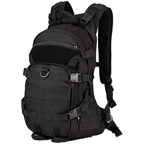 Selighting Tactical Military Backpack 25L Bike Backpack with Helmet Cover Waterproof MOLLE Assault Pack for Trekking Travelling Hiking (Black) Cover
