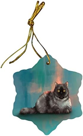 Doggie of the Day Selkirk Rex Cat Christmas Snowflake Ceramic Ornament