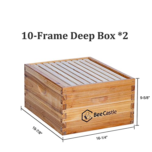 Beecastle 10F-3L 10 Frame Langstroth Bee Hive Coated With 100% Beeswax Includes Beehive Frames And Waxed Foundations thumb #3