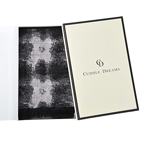 Cuddle Dreams Women's Silk Scarves For Winter, 100Percent Mulberry Silk Brushed, Luxuriously Soft & Warm (Watercolor Black), One Size #TOP6