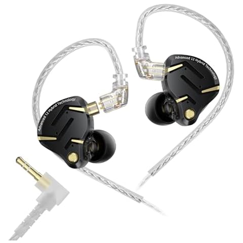 KZ ZS12 PRO 2 in Ear Monitor Headphones, 5BA+1DD 6 Hybrid Driver Gaming Earbuds Wired Earphones, HiFi Clarity Sound Immersive Bass IEMs for Gaming Musician Singer Audiophile (Black without Microphone) Cover