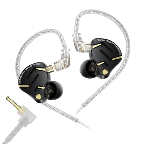 KZ ZS12 PRO 2 in Ear Monitor Headphones,1DD+5BA Hybrid Gaming Earbuds,Wired Clear Earbuds,HiFi Deep DASS EarbudsIEM for Gaming,KZ IEM Earphones with 2PIN Cable for Audiophile (NO Microphone, Black) by Kinboofi - Used condition - US$44.87