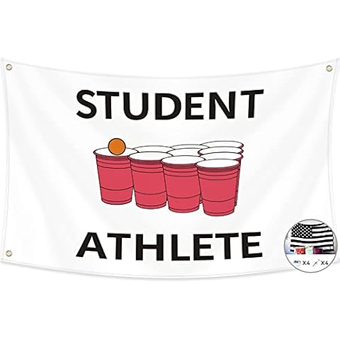 Probsin Student Athlete Flag 3x5 Ft Pong Banner Funny Poster Cool Tapestry Man Cave Wall Decor for College Dorm Room Decoration,Bedroom,Outdoor,Parties,Gift,Indoor,Ceiling,Garden,Garage,Home,House Cover