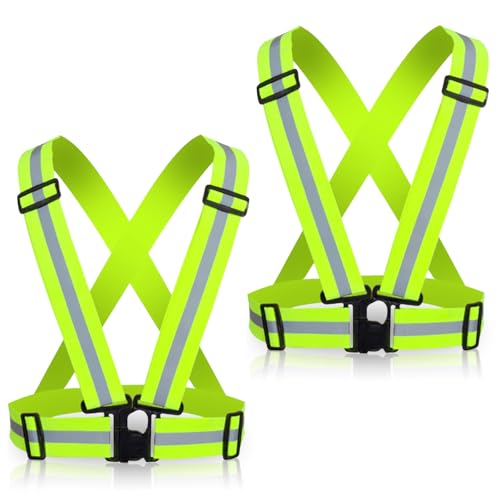 EEPLUYTY Zwei Stücke Warnweste, Warnweste Fahrrad, Verstellbare, leichte, gut sichtbare Reflektorweste für Erwachsene und Jugendliche