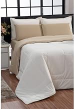 Jogo de Cama 6 Peças Edredom Casal Queen Com Jogo de Lençol (Capuccino e Off White)