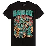 Five Nights at Freddy's Men's Animatronic Group Design UV Ink Message Adult Short Sleeve T-Shirt (X-Small)