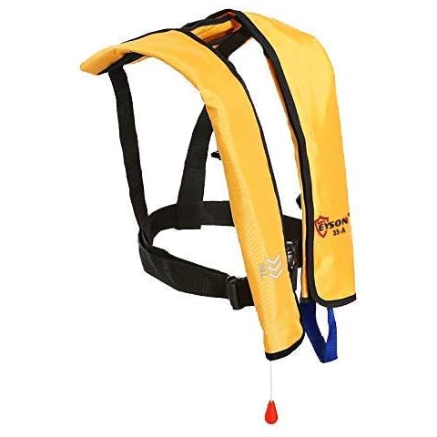 Top Safety Adult Life Jacket with Whistle - Manual Version Inflatable Lifejacket Life Vest Preserver PFD for Boating Fishing Sailing Kayaking Surfing Paddling Swimming - Adjustable Life Saving Vest Cover