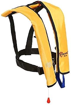 Top Safety Adult Life Jacket with Whistle - Manual Version Inflatable Lifejacket Life Vest Preserver PFD for Boating Fishing Sailing Kayaking Surfing Paddling Swimming - Adjustable Life Saving Vest