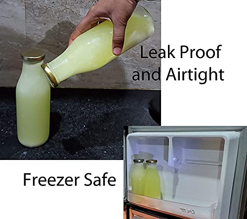 Image of India. Milk; Water and Juice Glass Bottle with Air Tight Cap (Transparent; 500 ml) set of (4)