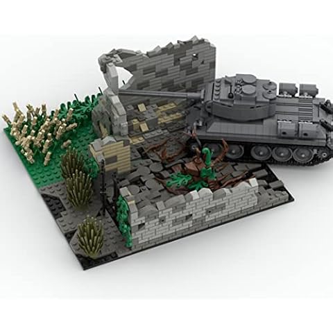 WWEI WW2 Military Battle Scene Ruins House Architecture Playset for SWAT Team Police Soldiers Minifigure, 771Pcs Compatible With Lego(No Tanks) Cover