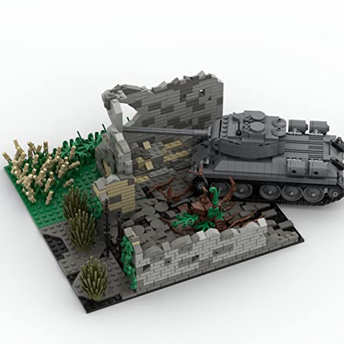 IPOT Modular WWII-Serie Bausteine Satz, 771+Teile Militärszenen Schlachtruinen (Keine Panzer) Modellbausatz kompatibel mit Lego, R612QTX2TUF850Z11069D, 28 x 26 x 12.6cm Cover