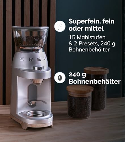 Smeg, Coffee Grinder CGF02SSEU Conical Stainless Steel ...