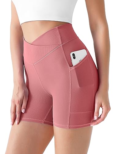 Short Sport Femme Desol Taille Haute Avec Poches - Contrôle Ventre Et Anti-Transparence | Pour Yoga, Running, Fitness