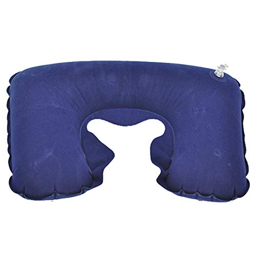 Hivel Deluxe Schlauchboot U-Form Kopfkissen Tragbares Faltbare Aufblasbares Reise Kissen Nackenkissen fur Ansatz-Rest,Flugzeug,Entspannen - Blau