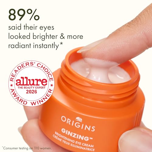 Origins GinZing Brightening Eye Cream with Vitamin C & Niacinamide| Visibly Reduces Dark Circles, Cool, 0.5 Fl Oz
