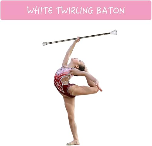 Miniatura 4 de Bastón giratorio de 24 pulgadas, bastón giratorio de metal para gimnasia rítmica para niños en mayorette-completo con 1 cinta de baile de arco iris