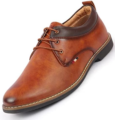FAUSTO Men's Formal Lace Up Oxford Shoes with TPR Welted Sole