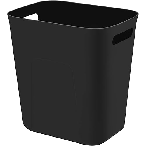 UUJOLY Plastic Small Trash Can Wastebasket, Garbage Container Basket for Bathrooms, Laundry Room, Kitchens, Offices, Kids Rooms, Dorms, 3.5 Gallon, Black