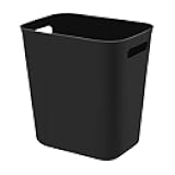 UUJOLY Plastic Small Trash Can Wastebasket, Garbage Container Basket for Bathrooms, Laundry Room, Kitchens, Offices, Kids Rooms, Dorms, 3.5 Gallon, Black