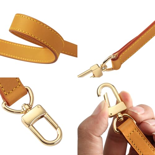Image of Genuine Vachetta Leather Strap for Bag,Shoulder Purse Strap Replacement Fit for Speedy Pochette Metis (Beeswax-Width:0.70in&Length:25.6in,Double Buckles)