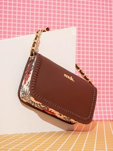 Image of ZOUK Small Shoulder Bag Bag for Women | Stylish Vegan Leather Shoulder Bag with Gold Chain Handle | Water-Resistant | Chic & Handcrafted Purse |