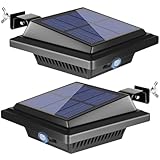 BILLION DUO Dachrinne Solarleuchte mit Bewegungsmelder 40 LEDs | Solarlampen für Außen | Schwarz Gartenbeleuchtung Kaltweißes Solarlicht, 3W PIR Sicherheitswandleuchte Außenlampe für Garage, Patio
