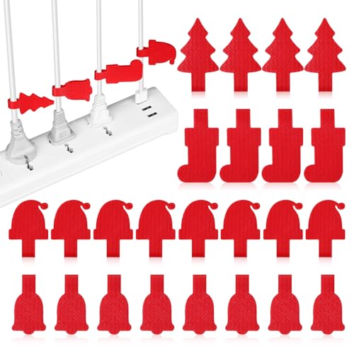 Gilprop 32 Pieces Christmas Cable Labels Identification Tags Red Written on Cord Labels Wire Markers Cord Organizer Gifts for Christmas Home Office Electronics Cable Management Identification