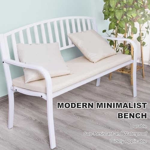 Weatherproof Outdoor Bench, Steel Patio Seating, Comfortable Front Porch Chair for Yard, Lawn, Deck, Park & Balcony - Stylish Black Garden Furniture