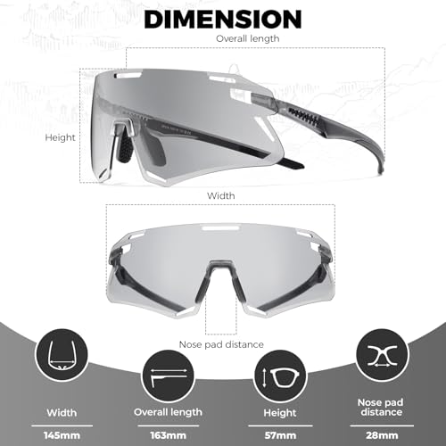Image of ROCKBROS Photochromic Cycling Sunglasses UV Protection Bike Sport Grey