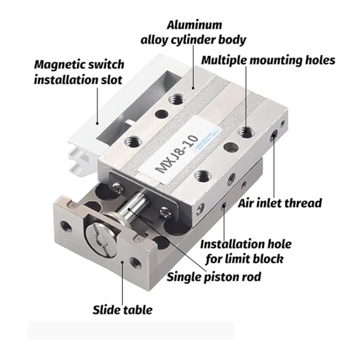 Cylindre à glissière MXJ8-20 micro pneumatique type SMC pour guidage de précision