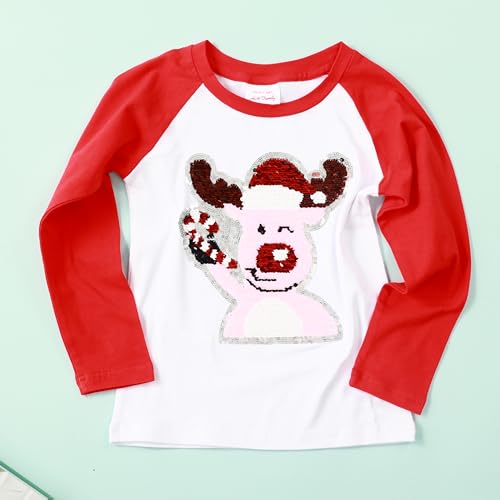 Image of Christmas Shirts for Girls and Boys Flip Sequin Santa Christmas Tree Kids T-Shirt Clothing