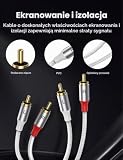MOSWAG kabel stereo cinch, wtyczka cinch na wtyczkę cinch, pomocniczy kabel audio, 3 m kabel subwoofera, 24-karatowe pozłacane, oplatane nylonem do domowego kina, audio, HDTV, radio w samochodzie