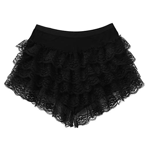 Chictry Women's Sexy Lace Ruffles Panties Dance Bloomer Booty Shorts Sissy Boyshorts Steampunk Underwear Black One Size #TOP3