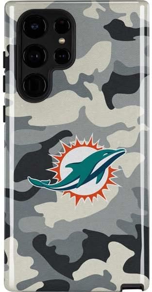 Skinit Pro Phone Case Compatible with Galaxy S22 Ultra - Officially Licensed NFL Miami Dolphins Camo Design
