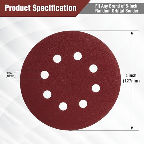 workpro 150-piece sanding discs set - 5-inch 8-hole sandpaper 10 grades include 60 80 100 120 150180 240 320 400 600 grits for random orbital sandernot for oscillating tools or mouse sander