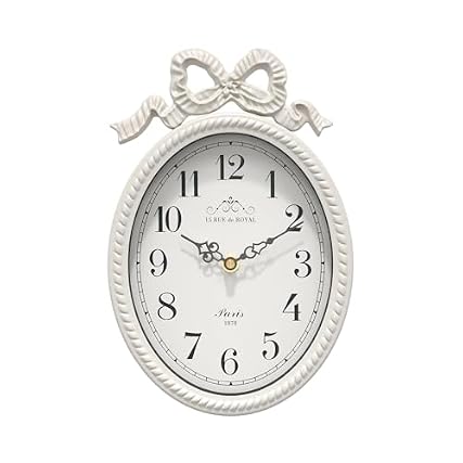 Ddysins Small French Bow Wall Clock, Ivory White Vintage Boho Ovel Style product image