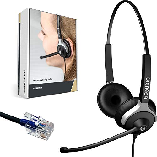 GEQUDIO Auriculares adecuados para RJ teléfono Cisco   Casco con Almohadillas de Repuesto para Auriculares   80 g de Peso (2 Altavoces)