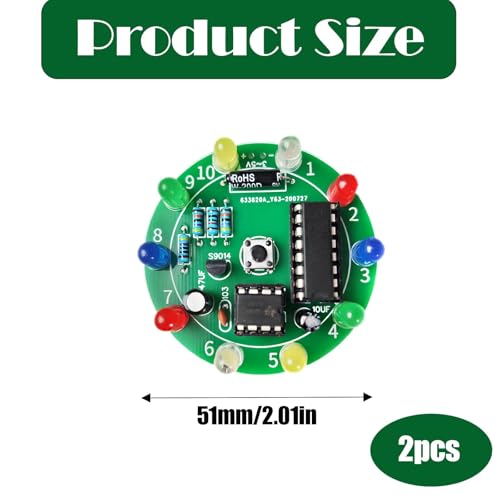 2Pcs Soldering Practice Kit, CD4017 NE555 DIY Lucky Wheel LED Circuit Board Project with Electronic Training Components, Fun STEM Solder Hobby Kit for Beginners and Entry-Level Makers