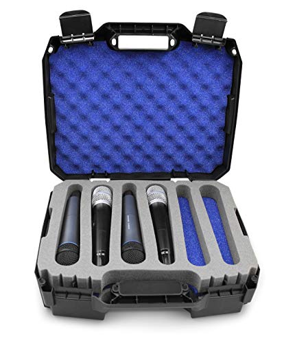 Casematix Wireless Microphone System Hard Case Compatible With 12 Sennheiser, Shure Mic, Nady, Akg Or Vocopro Microphones And More Handheld Transmitter Mics, Case Only #TOP16