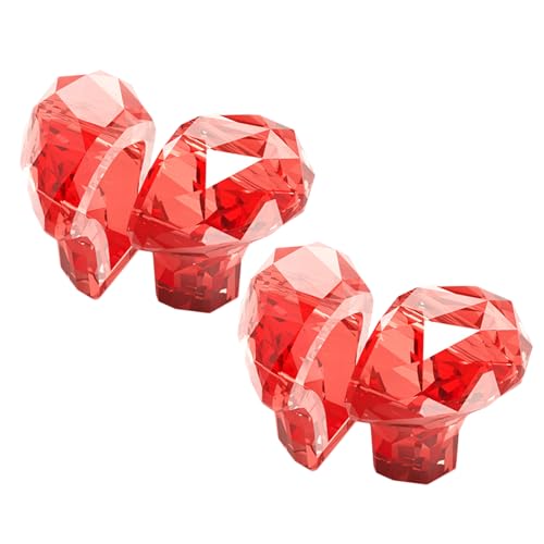 POPETPOP Botón Pulsador para Inodoro con Forma de Corazón, Autoadhesivo Transparente en Tono Rojo, 2 Pares, Accesorio Repuesto para Cisterna, Ayudante de Descarga Fácil y Decorativo
