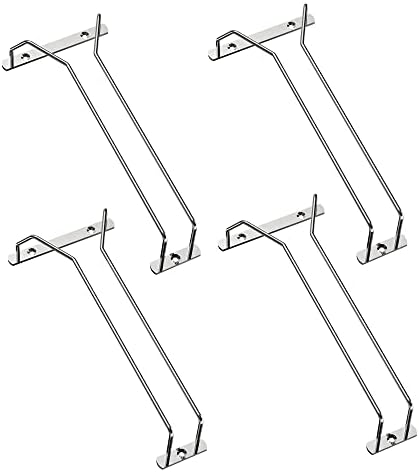 Wine Glass Rack, 【4 Pack】10.6" Stemware Rack Under Cabinet Single Rail for Bar Kitchen